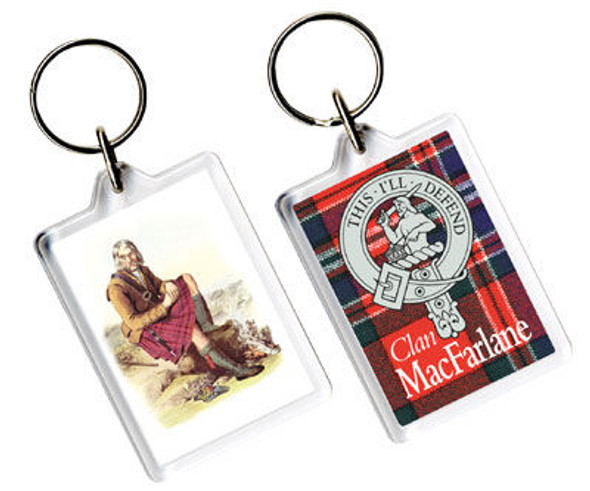 MacFarlane Clan Badge Tartan Family Name Acryllic Key Ring Set of 3