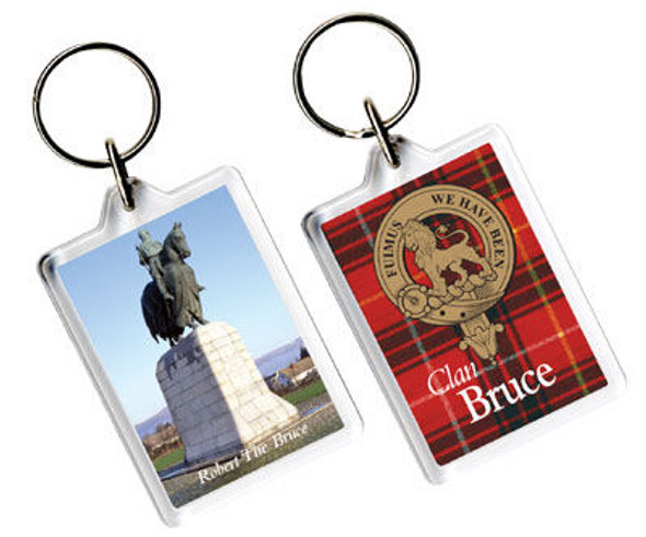 Bruce Clan Badge Tartan Family Name Acryllic Key Ring Set of 3