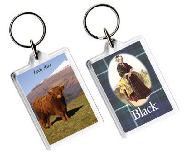 Black Tartan Scottish Family Name Acryllic Key Ring Set of 5