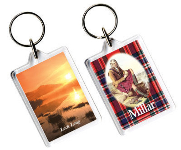 Millar Tartan Scottish Family Name Acryllic Key Ring Set of 5