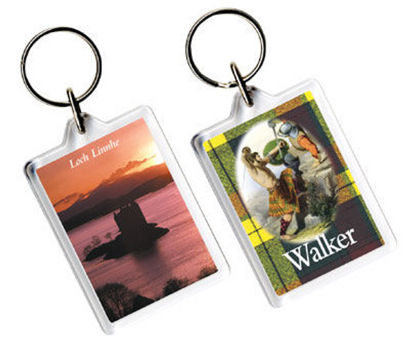 Walker Tartan Scottish Family Name Acryllic Key Ring Set of 5