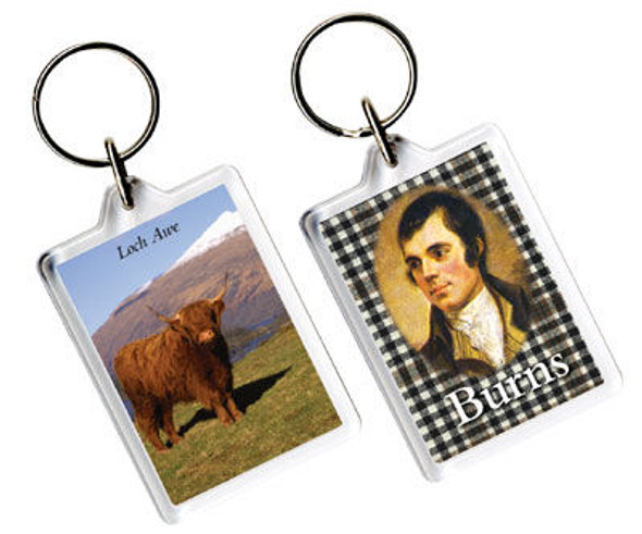 Burns Tartan Scottish Family Name Acryllic Key Ring Set of 5