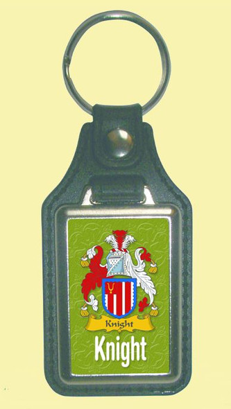 Knight Coat of Arms English Family Name Leather Key Ring Set of 2