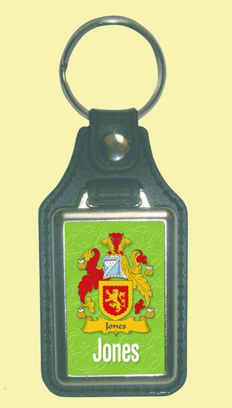 Jones Coat of Arms English Family Name Leather Key Ring Set of 2