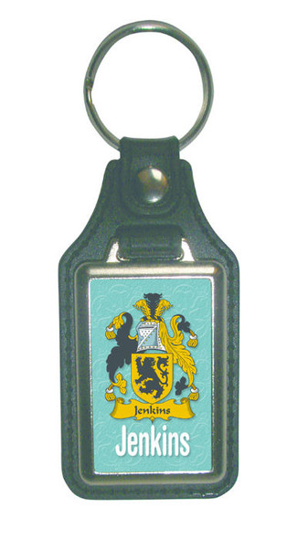 Jenkins Coat of Arms English Family Name Leather Key Ring Set of 2