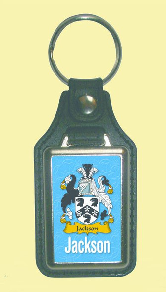 Jackson Coat of Arms English Family Name Leather Key Ring Set of 2