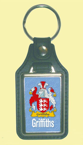 Griffiths Coat of Arms English Family Name Leather Key Ring Set of 2