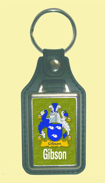 Gibson Coat of Arms English Family Name Leather Key Ring Set of 2