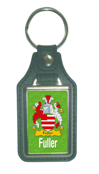 Fuller Coat of Arms English Family Name Leather Key Ring Set of 2