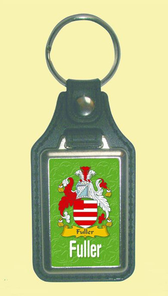 Fuller Coat of Arms English Family Name Leather Key Ring Set of 2