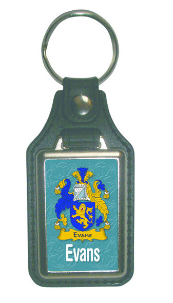 Evans Coat of Arms English Family Name Leather Key Ring Set of 2