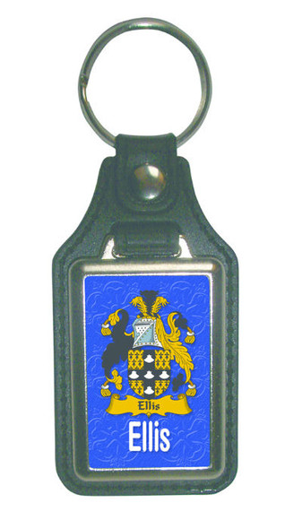 Ellis Coat of Arms English Family Name Leather Key Ring Set of 2