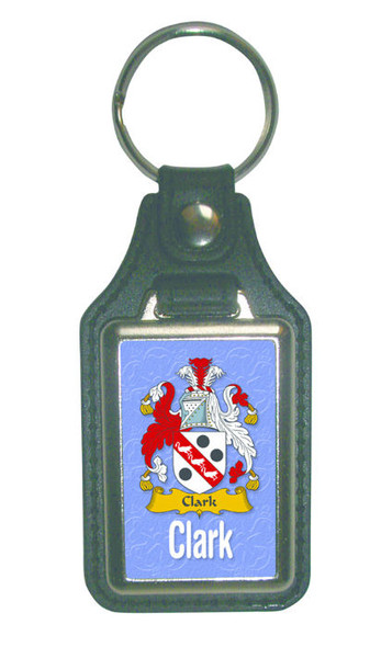 Clark Coat of Arms English Family Name Leather Key Ring Set of 2