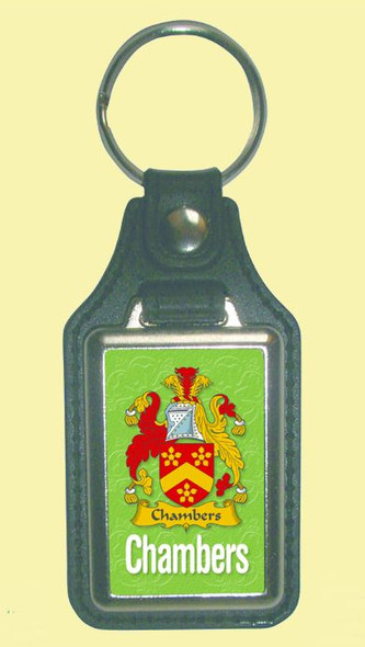 Chambers Coat of Arms English Family Name Leather Key Ring Set of 2