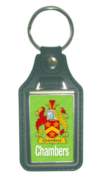 Chambers Coat of Arms English Family Name Leather Key Ring Set of 2