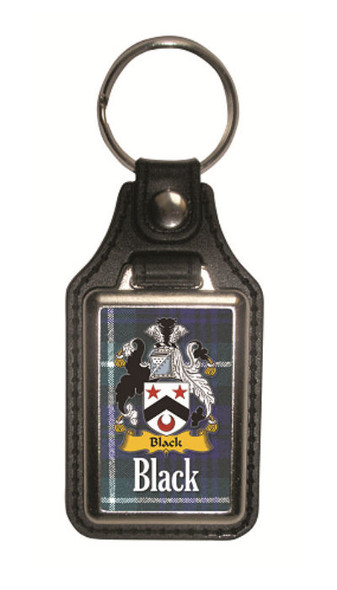 Black Coat of Arms Tartan Scottish Family Name Leather Key Ring Set of 2