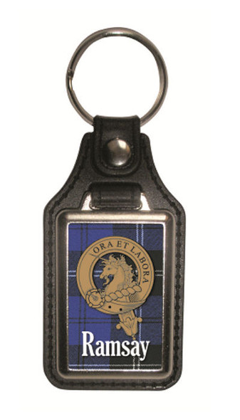 Ramsay Clan Badge Tartan Scottish Family Name Leather Key Ring Set of 4