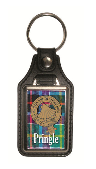 Pringle Clan Badge Tartan Scottish Family Name Leather Key Ring Set of 4