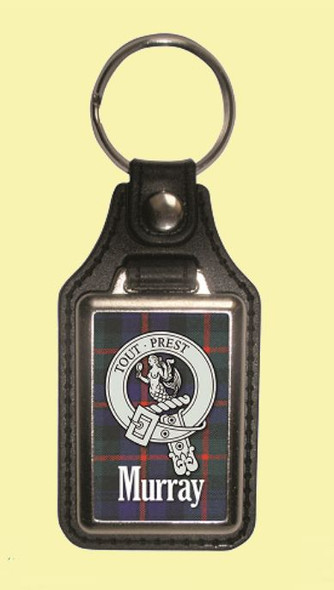 Murray Clan Badge Tartan Scottish Family Name Leather Key Ring Set of 2