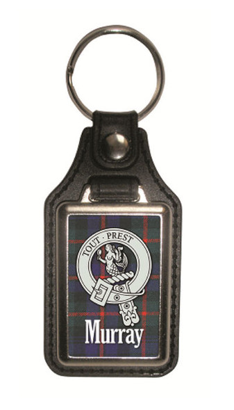 Murray Clan Badge Tartan Scottish Family Name Leather Key Ring Set of 2