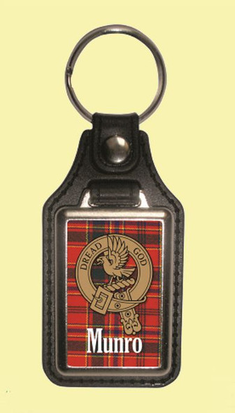 Munro Clan Badge Tartan Scottish Family Name Leather Key Ring Set of 4