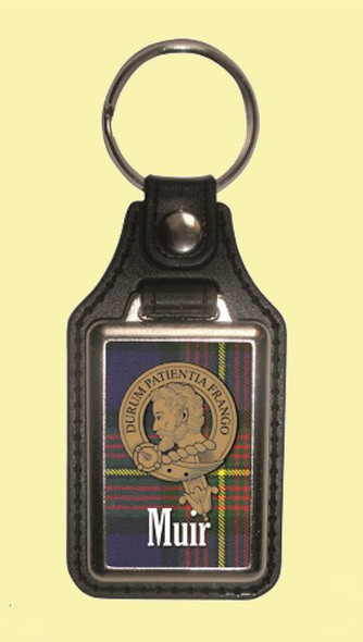 Muir Clan Badge Tartan Scottish Family Name Leather Key Ring Set of 2