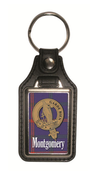 Montgomery Clan Badge Tartan Scottish Family Name Leather Key Ring Set of 2