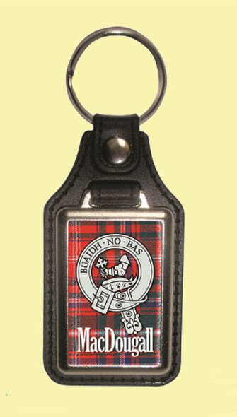 MacDougall Clan Badge Tartan Scottish Family Name Leather Key Ring Set of 4