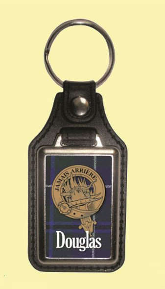 Douglas Clan Badge Tartan Scottish Family Name Leather Key Ring Set of 4