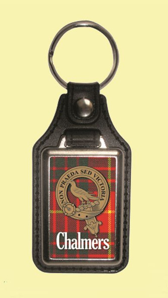 Chalmers Clan Badge Tartan Scottish Family Name Leather Key Ring Set of 4