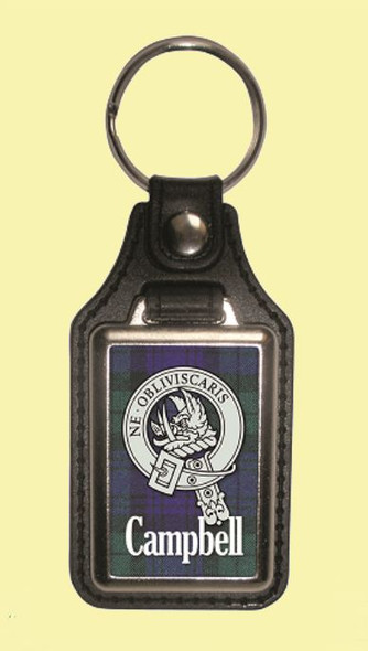 Campbell Clan Badge Tartan Scottish Family Name Leather Key Ring Set of 2