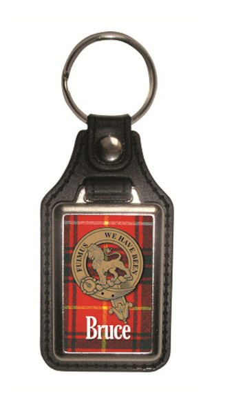 Bruce Clan Badge Tartan Scottish Family Name Leather Key Ring Set of 4