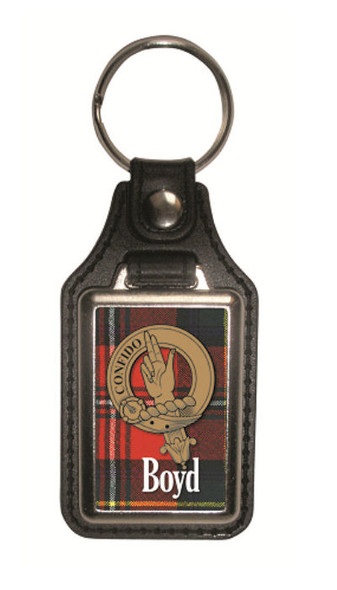 Boyd Clan Badge Tartan Scottish Family Name Leather Key Ring Set of 4