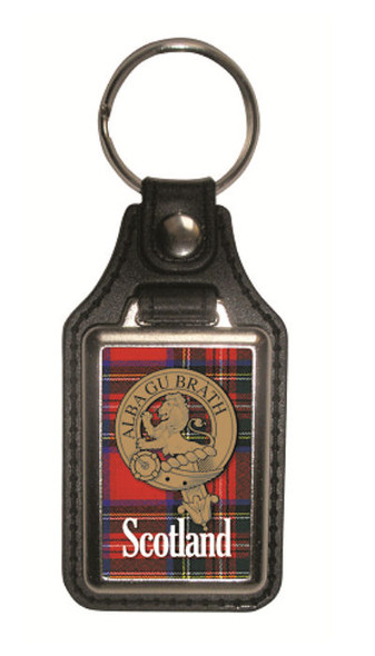 Scotland Clan Crest Tartan Scottish Leather Key Ring Set of 2