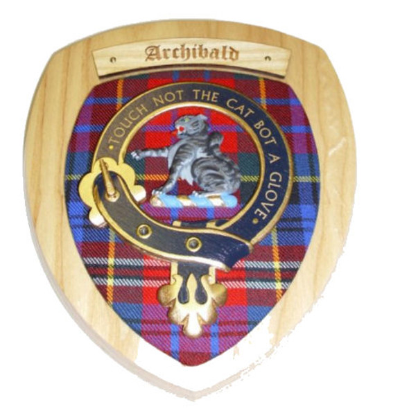 Archibald Clan Crest Tartan 10 x 12 Woodcarver Wooden Wall Plaque 