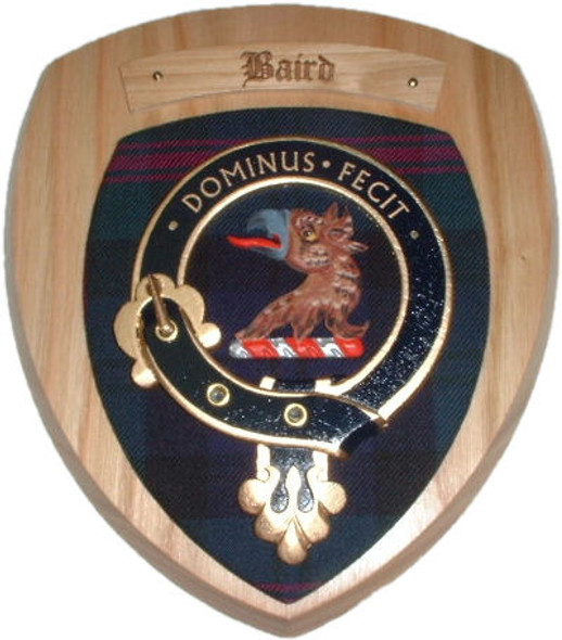 Baird Clan Crest Tartan 10 x 12 Woodcarver Wooden Wall Plaque 