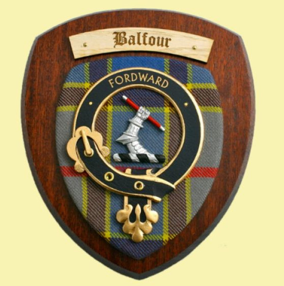 Balfour Clan Crest Tartan 10 x 12 Woodcarver Wooden Wall Plaque 