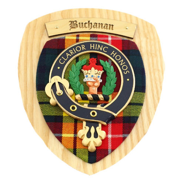 Buchanan Clan Crest Tartan 7 x 8 Woodcarver Wooden Wall Plaque 