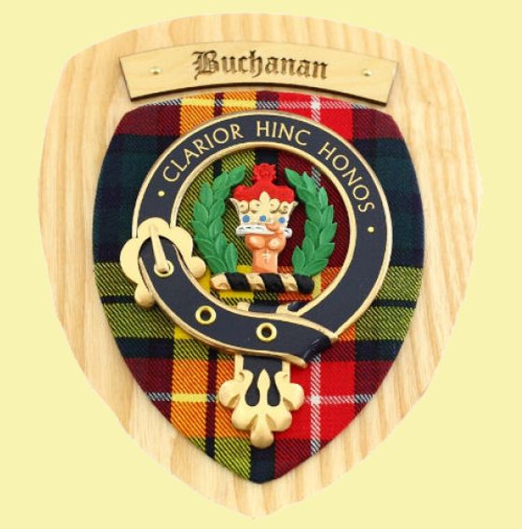 Buchanan Clan Crest Tartan 7 x 8 Woodcarver Wooden Wall Plaque 