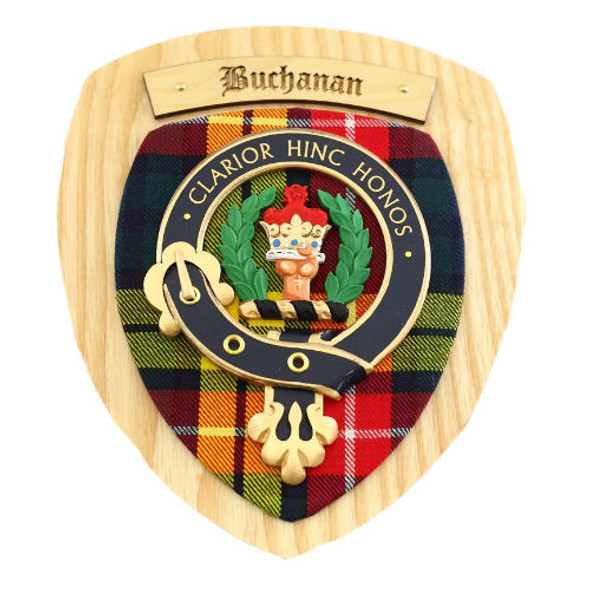 Buchanan Clan Crest Tartan 10 x 12 Woodcarver Wooden Wall Plaque 