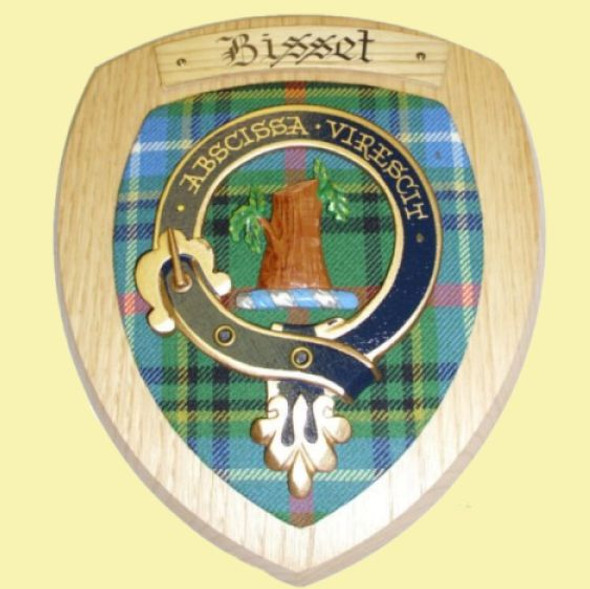 Bisset Clan Crest Tartan 7 x 8 Woodcarver Wooden Wall Plaque 