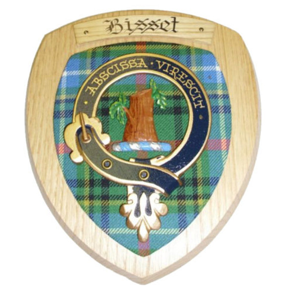 Bisset Clan Crest Tartan 7 x 8 Woodcarver Wooden Wall Plaque 