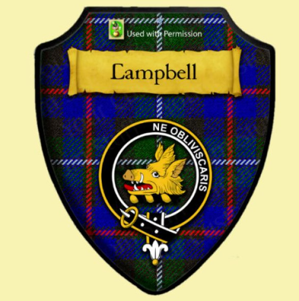 Campbell Of Cawdor Tartan Crest Wooden Wall Plaque Shield