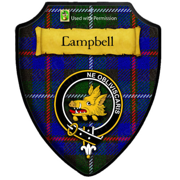 Campbell Of Cawdor Tartan Crest Wooden Wall Plaque Shield