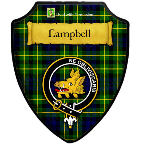 Campbell Of Breadalbane Modern Tartan Crest Wooden Wall Plaque Shield