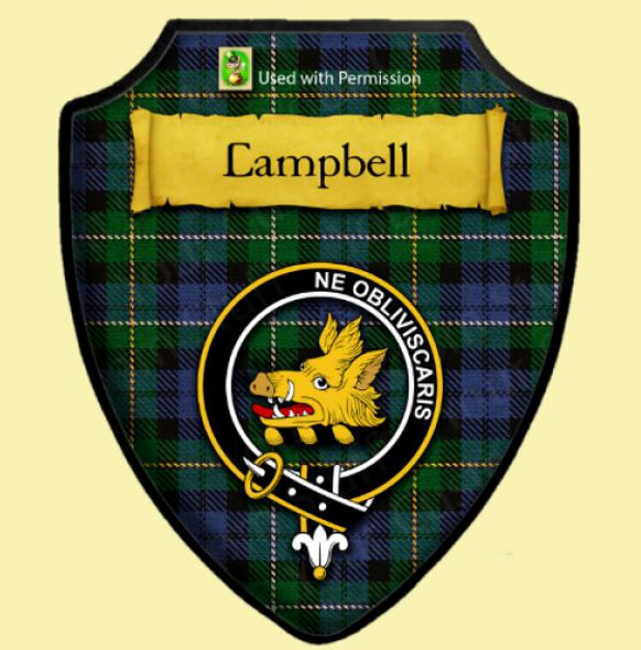 Campbell Of Loudon Modern Tartan Crest Wooden Wall Plaque Shield