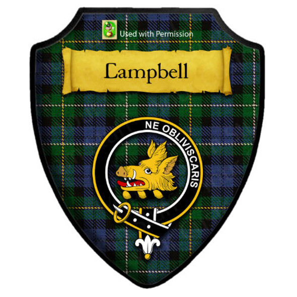 Campbell Of Loudon Modern Tartan Crest Wooden Wall Plaque Shield