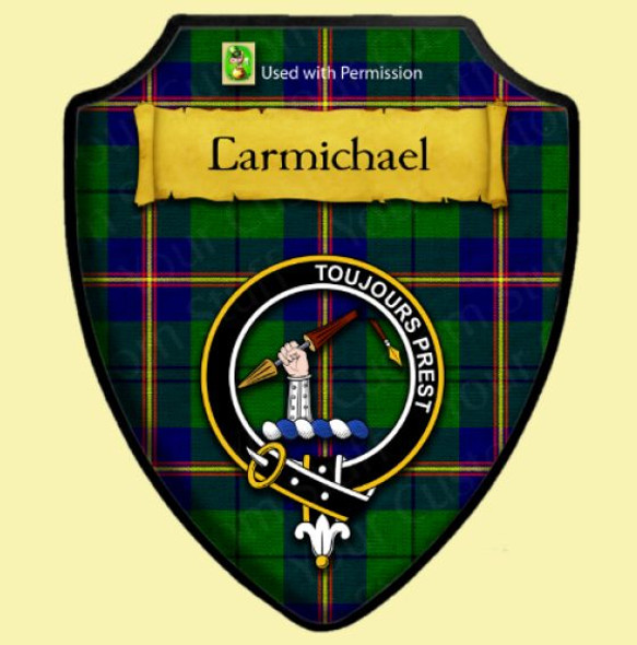 Carmichael Modern Tartan Crest Wooden Wall Plaque Shield