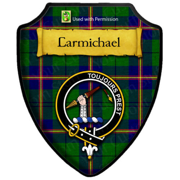 Carmichael Modern Tartan Crest Wooden Wall Plaque Shield