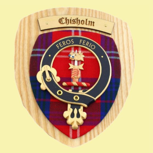 Chisholm Clan Crest Tartan 7 x 8 Woodcarver Wooden Wall Plaque 